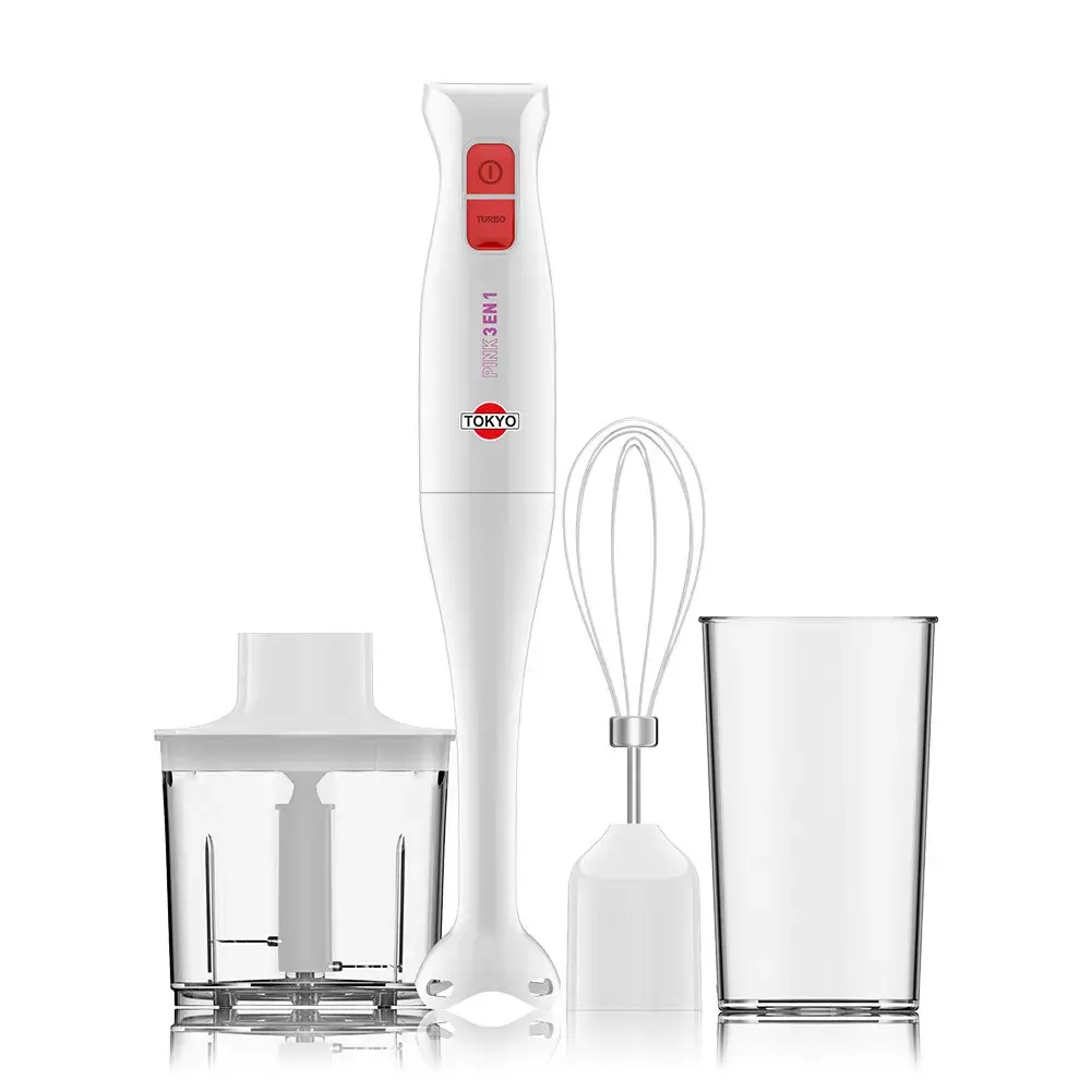 MIXER PINK1 MIXER TOKYO PINK 3 EN 1 PIE INOX CON ACCESORIOS BATIDOR Y PICADOR 400W - Imagen 1