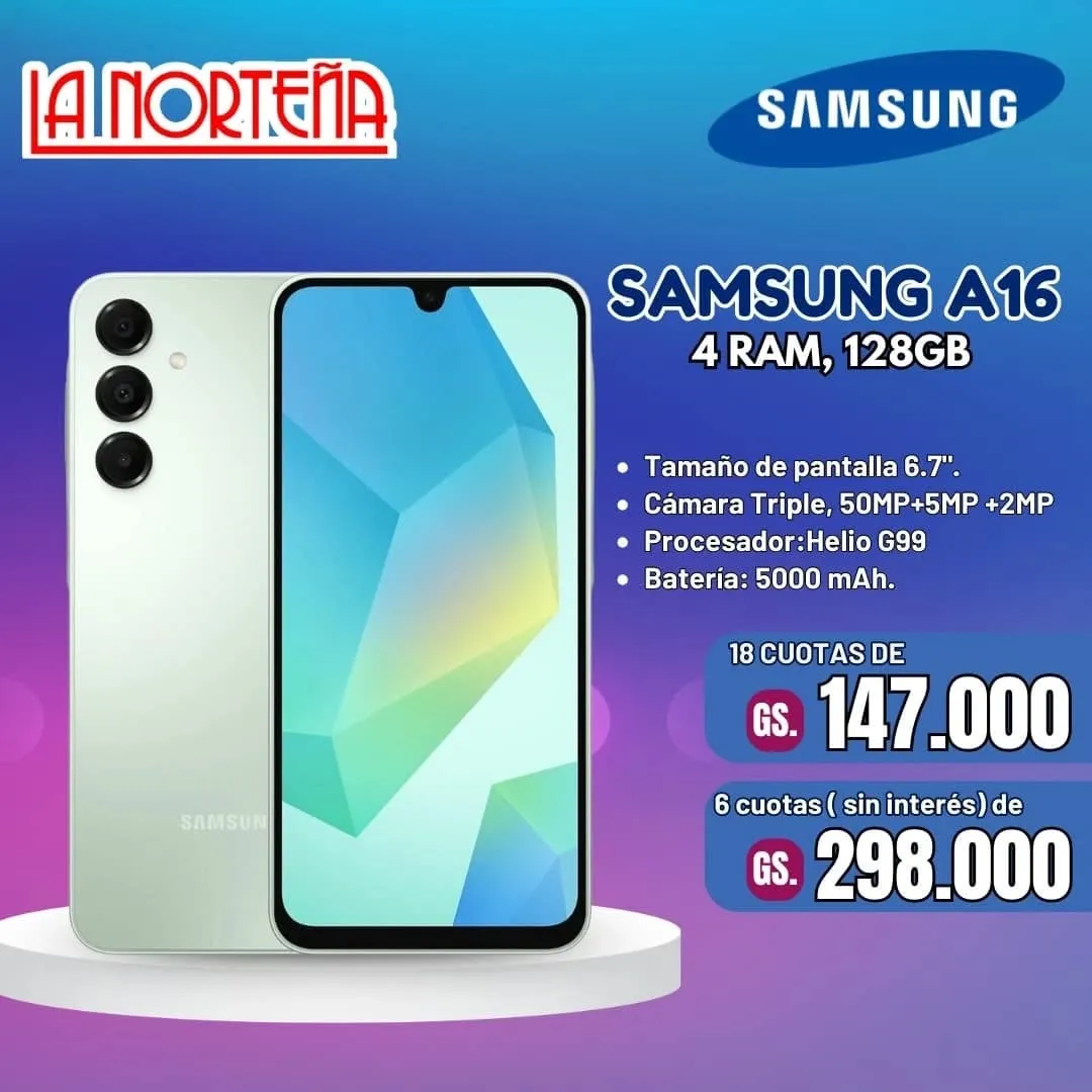 SAMSUNG A16 SAMSUNG A 16 4 DE RAM - Imagen 1