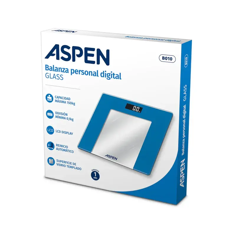 ASPEN BALANZA DE BA BALANZA DE BAÑO DIGITAL ASPEN GLASS B010 - Imagen 1
