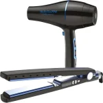 Kit BLACK/BLUE Planchita Babyliss Pro PL4091 32 mm + Secador Babyliss Pro SEC6176 Nano Gold - Negro/Celeste - Imagen 2
