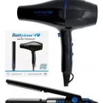 Kit BLACK/BLUE Planchita Babyliss Pro PL4091 32 mm + Secador Babyliss Pro SEC6176 Nano Gold - Negro/Celeste