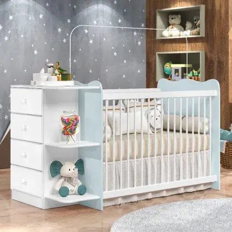 CUNA AZUL CUNA C/COMODA NEW HAPPY JA BC/AZ - Imagen 1