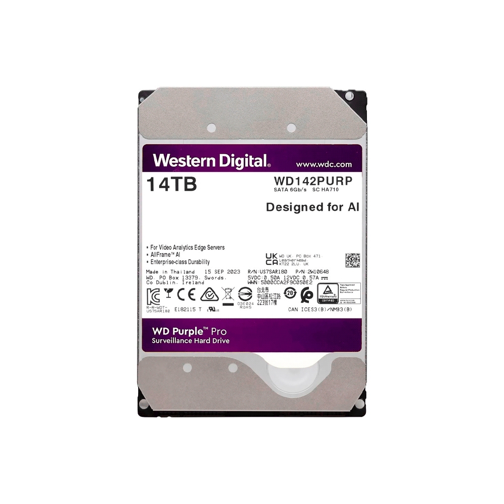fastrax_102698_693075596f9fb.jpg DISCO DURO SATA3 14TB WESTERN DIGITAL PURPLE PRO 7200 512MB WD142PURP SURVEILLANCE - Imagen 1