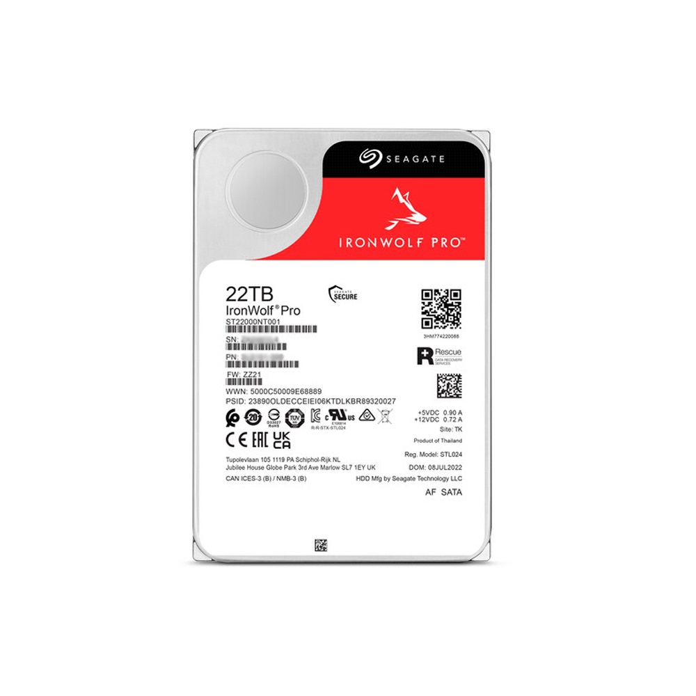 fastrax_105682_6930796347981.jpg DISCO DURO SATA3 22TB SEAGATE IRONWOLF PRO 7200 512MB ST22000NT001 SURVEILLANCE - Imagen 1