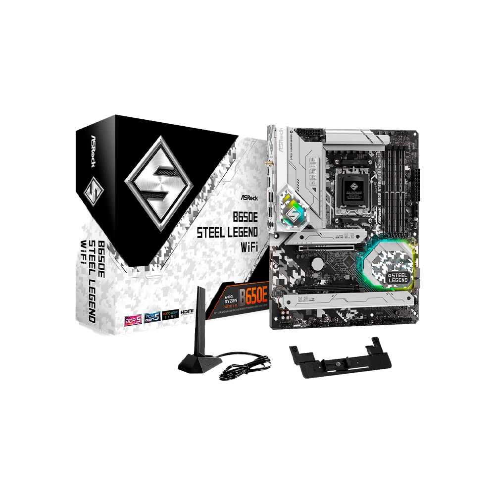 fastrax_108911_69307faab9a0f.jpg PLACA MADRE ASROCK AM5 B650E STEEL LEGEND WIFI DDR5 S/R/HDMI/DP/3M2/USB3.2/ATX - Imagen 1