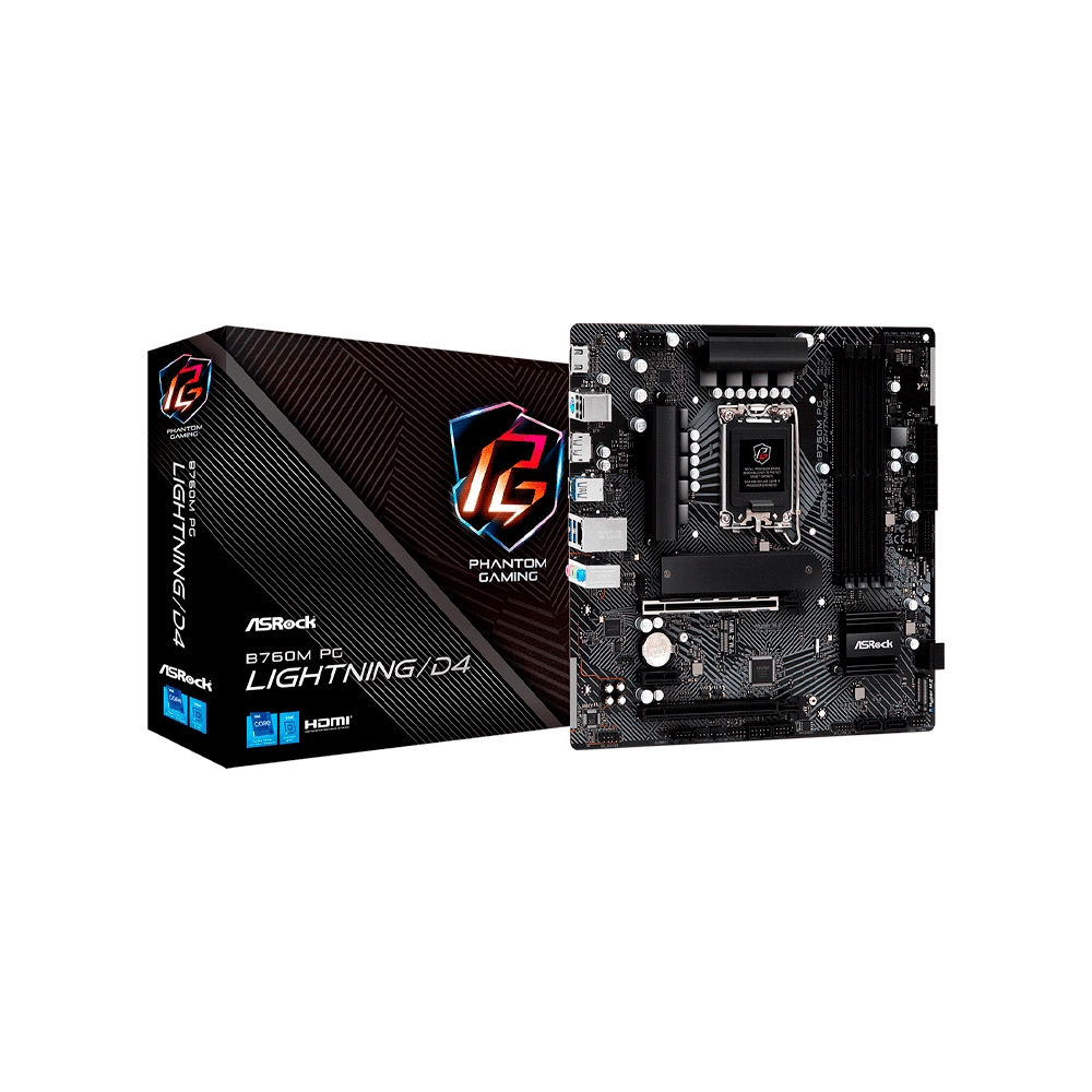 fastrax_108959_69307fb8f0bf4.jpg PLACA MADRE ASROCK 1700 B760M PG LIGHTNING/D4 S/R/HDMI/DP/2M2/USB3.2/MATX - Imagen 1
