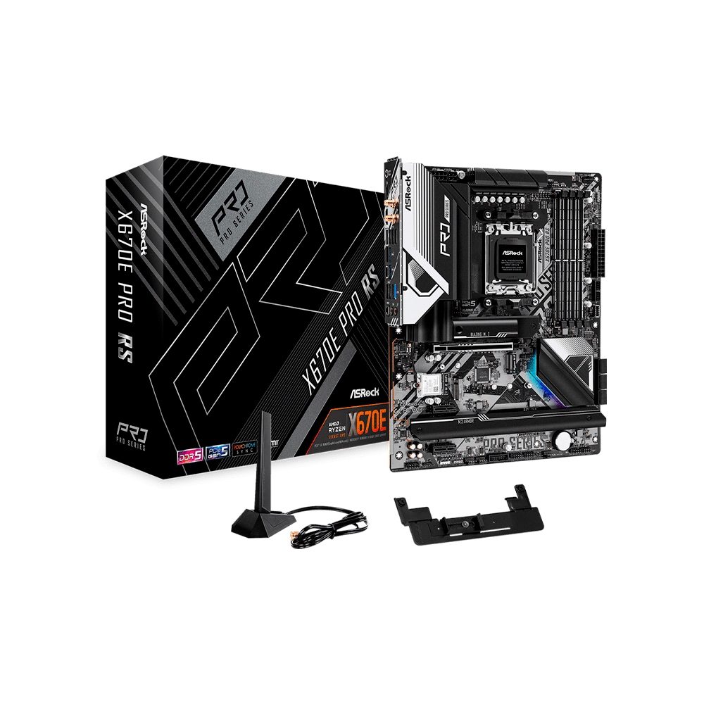 fastrax_108997_69307fc952f77.jpg PLACA MADRE ASROCK AM5 X670E PRO RS DDR5 S/R/HDMI/DP/5M2/WIFI/USB3.2/ATX - Imagen 1