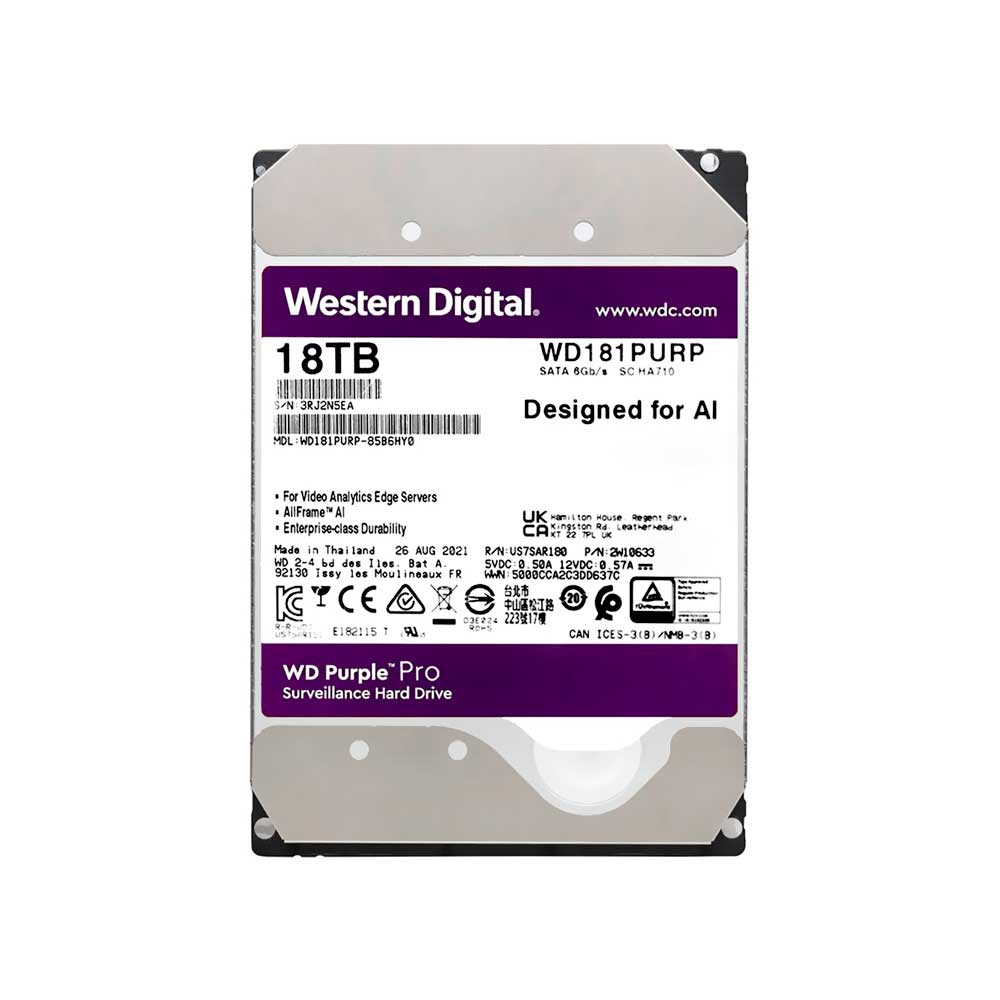 fastrax_119153_6930912a95655.jpg DISCO DURO SATA3 18TB WESTERN DIGITAL PURPLE PRO 7200 512MB WD181PURP SURV (GARANTIA BR) - Imagen 1