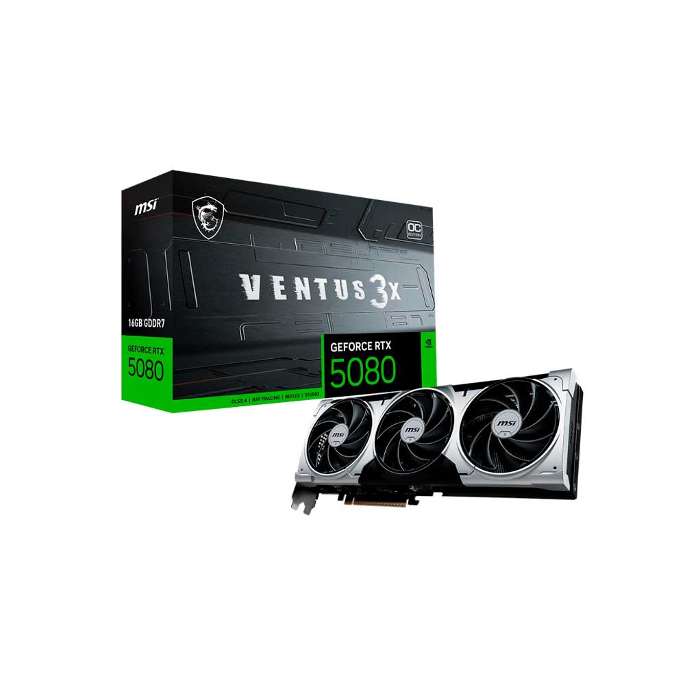 fastrax_126274_69309a5e0f7ea.jpg PLACA DE VIDEO MSI RTX5080 VENTUS 3X OC PLUS 12GB GDDR7 912-V531-293 - Imagen 1
