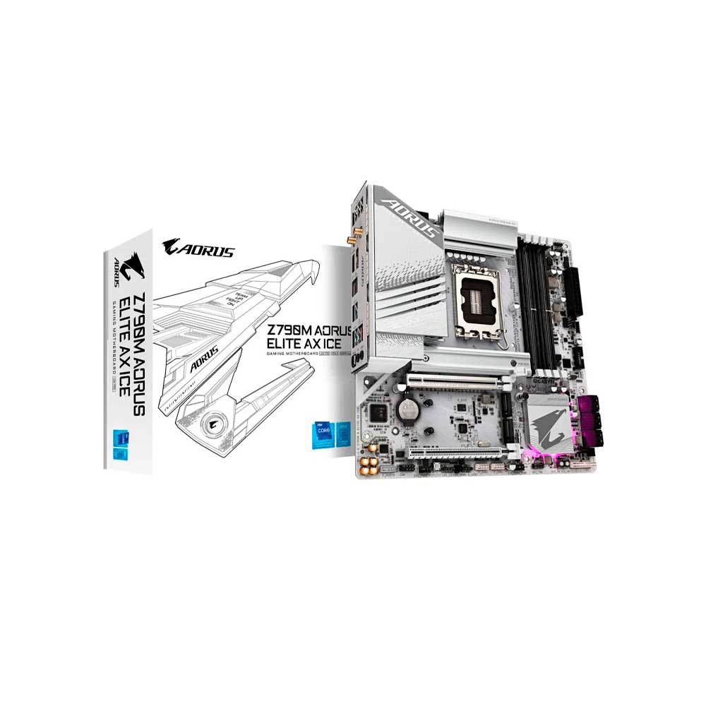 fastrax_128520_69309c2a6ea3c.jpg PLACA MADRE GIGABYTE 1700 Z790M AORUS ELITE AX ICE S/R/HDMI/DP/3M2/DDR5/WIFI/USB3.2/MATX - Imagen 1