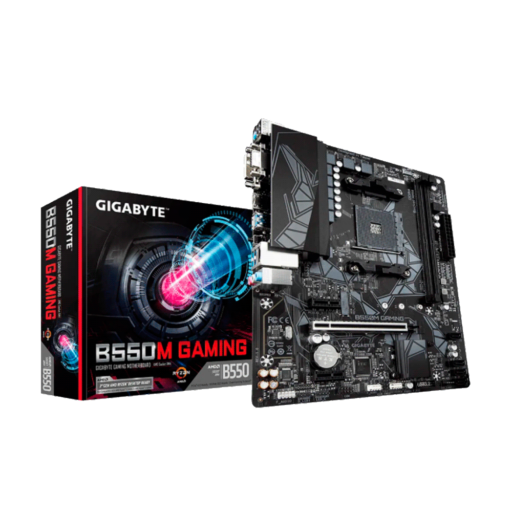 fastrax_68802_693049d2e8f04.jpg PLACA MADRE GIGABYTE AM4 B550M GAMING S/R/HDMI/DVI/M2/DDR4/USB3.2/MATX/RGB - Imagen 1