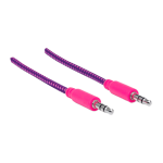 CABLE DE AUDIO 352826 ESTEREO 3.5 MM MACHO A MACHO/ AUXILIAR/ 1 MTS ROSA/LILA BOLSA - Imagen 2