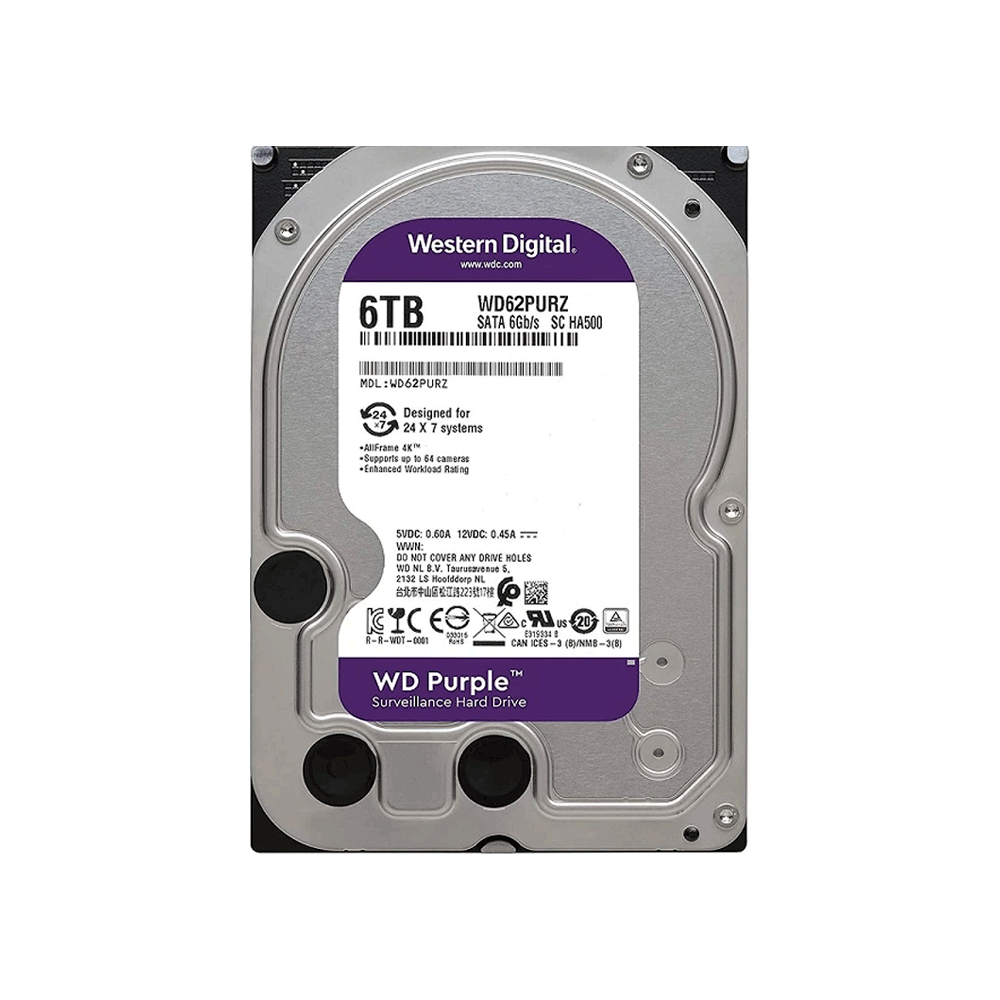 fastrax_72373_6930517e474fd.jpg DISCO DURO SATA3 6TB WESTERN DIGITAL PURPLE 5400 128MB WD62PURZ SURVEILLANCE - Imagen 1