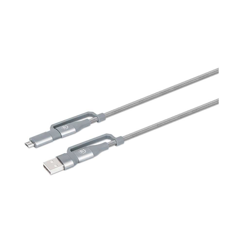 fastrax_76753_6930583c3a869.jpg CABLE USB 390606 DE CARGA Y SINCRONIZACIÓN 4 EN 1 USB-A/USB-C/ MICRO-USB/ 1M GRIS 480 MBPS - Imagen 1