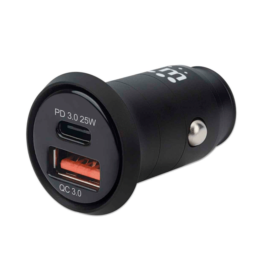 fastrax_77965_69305a3a404a0.jpg CARGADOR PARA AUTO USB/USB-C 102414 25W/3A/12V/24V NEGRO - Imagen 1