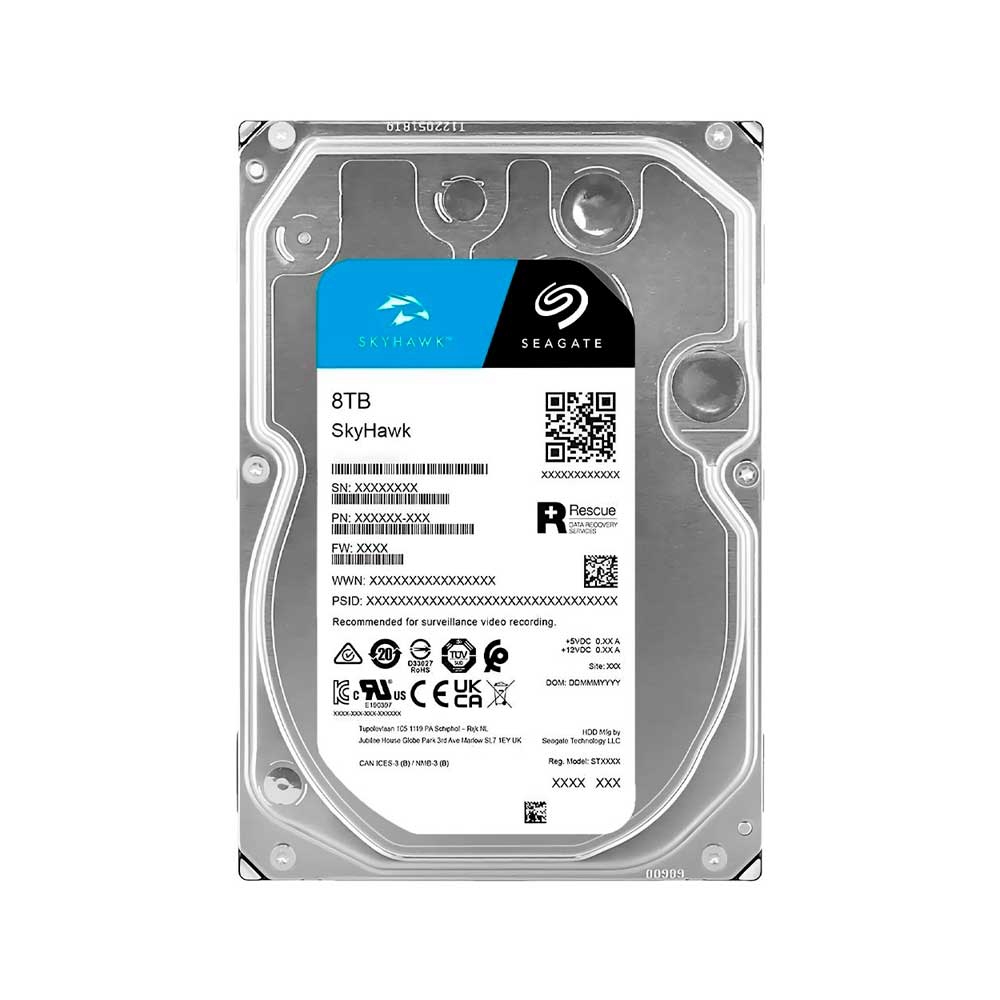 fastrax_94948_69306be603f89.jpg DISCO DURO SATA3 8TB SEAGATE SKYHAWK AI 7200 256MB ST8000VE001 SURVEILLANCE (GARANTIA BR) - Imagen 1