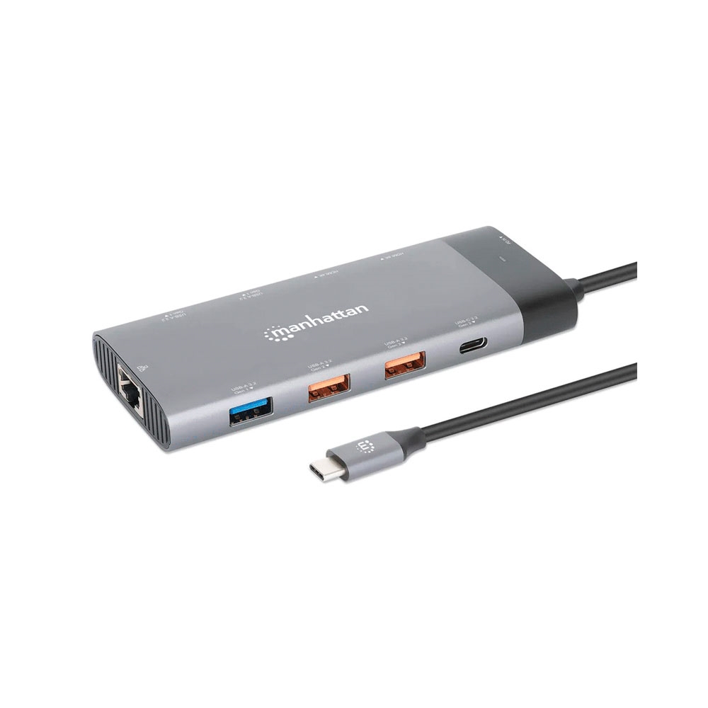 fastrax_97666_69306f80e4e2a.jpg HUB USB-C 3.2 MANHATTAN 10 EN 1 8K/10GBPS/RJ45 GRIS 130714 - Imagen 1