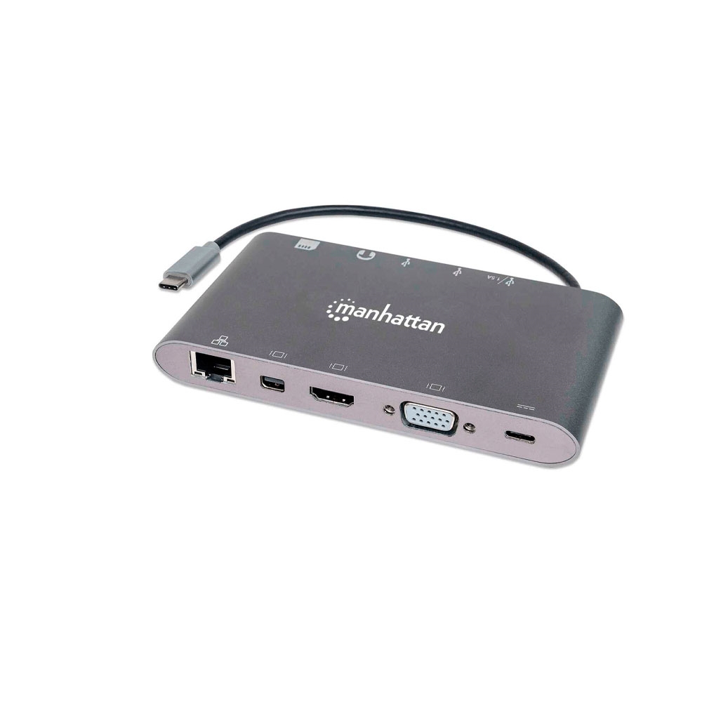 fastrax_97741_69306fa4a10ca.jpg HUB USB-C 3.2 MANHATTAN 7 EN 1 VGA/SD/RJ45 GRIS 152808 - Imagen 1