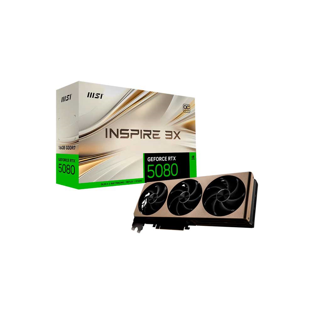 fastrax_126663_695de0b0d4c51.jpg PLACA DE VIDEO MSI RTX5080 INSPIRE 3X OC 16GB GDDR6 912-V531-203 - Imagen 1