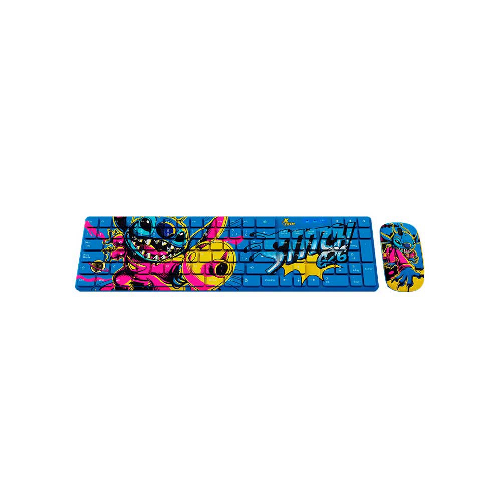 fastrax_123648_69a04b28a14b3.jpg TECLADO + MOUSE XTECH WIRELESS XTK-D312ST STITCH NUM/ESP/AZUL - Imagen 1
