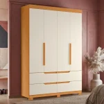ROPERO DOBLE 4 PTZ 4 CAJAS C/ESPEJO CINAMOMO/IM