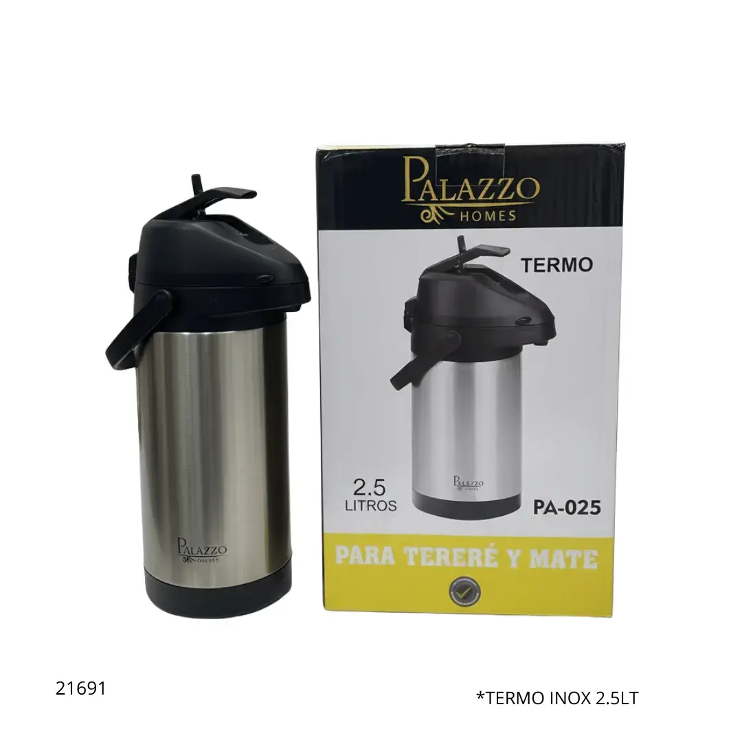 6949184500545 TERMO DE 2 LITROS PRESION INOXIDABLE PALAZZO - Imagen 1