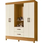 ROPERO MOVELMAX MOBI CAPELA 4 PUERTAS 2 CAJONES 1 ESPEJO CARV GRIF/OFF WHITE