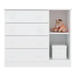 COMODA ZAPATERA ABBA 1 PUERTA 4 CAJONES 2561 QMOVI BLANCO - Imagen 2