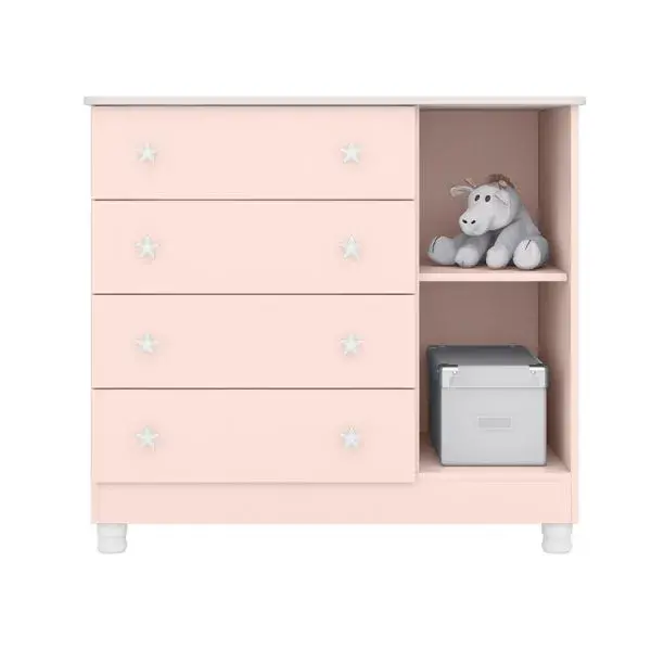 600__600__ac72e8-Comoda-zapatera-2561-con-patas-Rosa-Interno-Abba-Muebles COMODA ZAPATERA ABBA 1 PUERTA 4 CAJONES 2561 QMOVI ROSA - Imagen 1