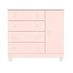 COMODA ZAPATERA ABBA 1 PUERTA 4 CAJONES 2561 QMOVI ROSA - Imagen 2