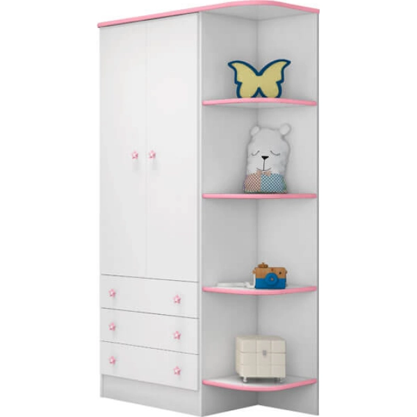 MKP032807__600__600__ROPERO-2P-825-105-QMOVI-BLANCO-ROSA ROPERO 2 PUERTAS 3 CAJONES 825/105 QMOVI BLANCO/ROSA - Imagen 1