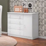 COMODA ZAPATERA ABBA 1 PUERTA 4 CAJONES 2561 QMOVI BLANCO - Imagen 3