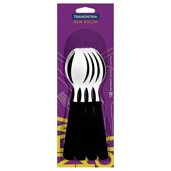 CUCHARA P/MESA NEGRA NEW KOLOR BLISTER X12 - Imagen 2
