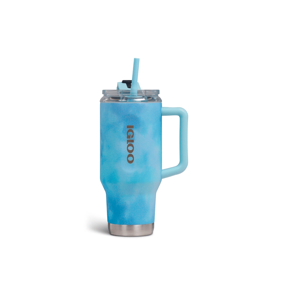 fastrax_108089_6a2732eb80836.jpg VASO TERMICO IGLOO 950ML ICE DYE AZUL C/PAJITA 71309 - Imagen 1