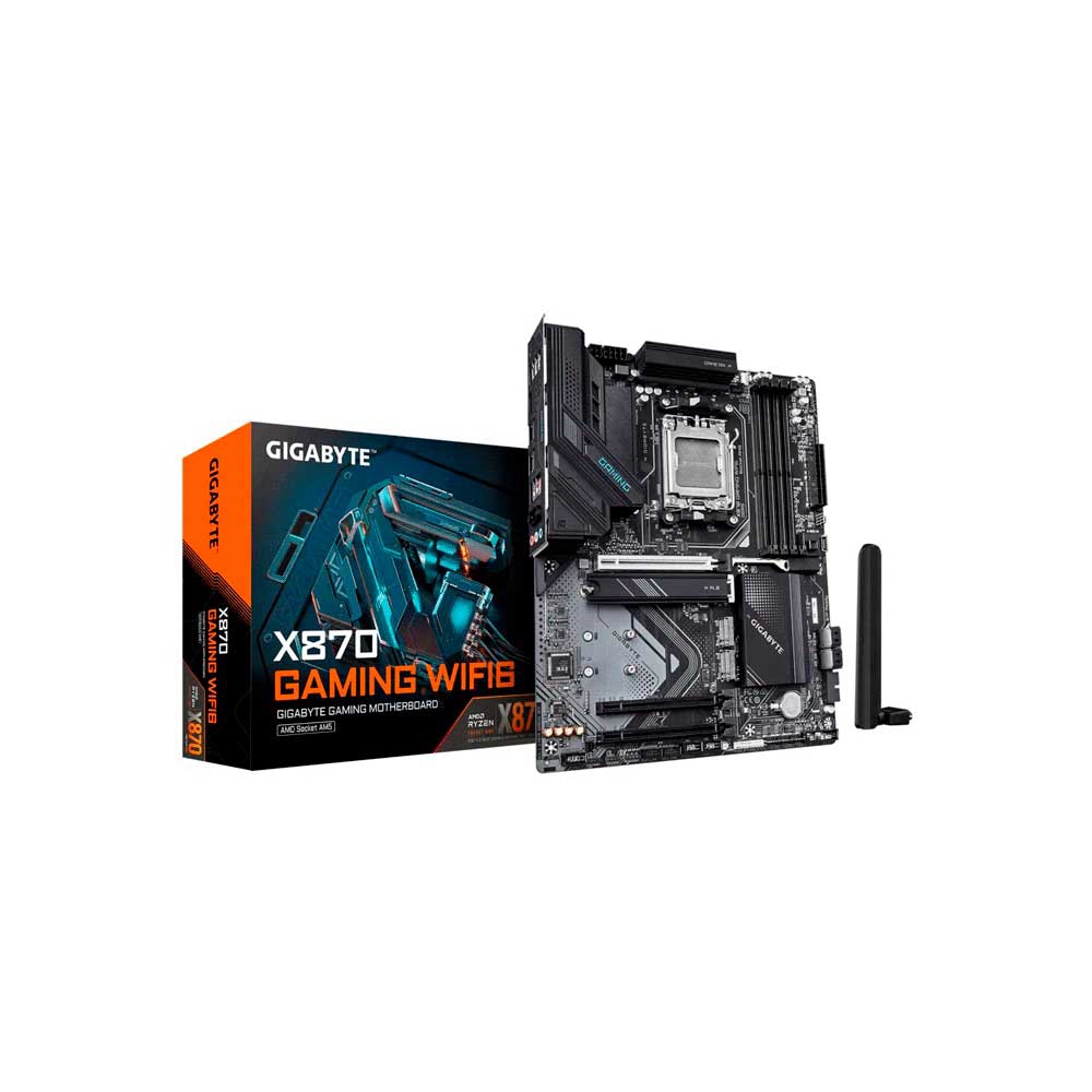 fastrax_115391_6a2c32e3eb526.jpg PLACA MADRE GIGABYTE AM5 X870 GAMING WIFI6 DDR5 S/R/HDMI/3M2/USB3.2/ATX - Imagen 1