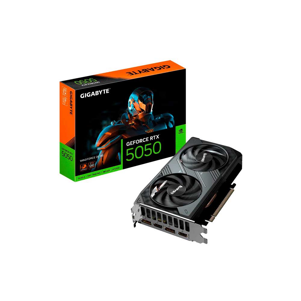 fastrax_135184_6a28755197eed.jpg PLACA DE VIDEO GIGABYTE RTX5050 WINDFORCE 8G OC DD6 GV-N5050WF2OC-8GD - Imagen 1