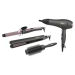 KIT 4 EN 1 PERFECTION: SECADOR, PLANCHITA, BUCLERA Y CEPILLO NAPPO NPK-271