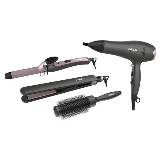 630770-4 KIT 4 EN 1 PERFECTION: SECADOR, PLANCHITA, BUCLERA Y CEPILLO NAPPO NPK-271 - Imagen 1