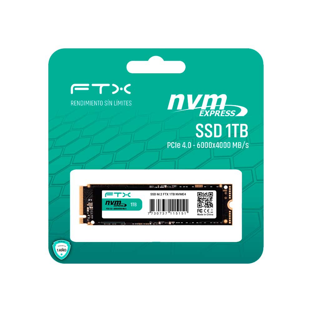 fastrax_115155_6a615b49406d7.jpg SSD M.2 NVME 1TB FTX 6000/4000 115151 PCIE 4.0 - Imagen 1