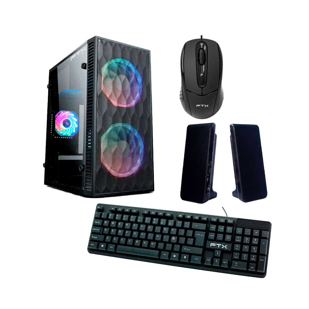 fastrax_121019_6a615bb845ac6.jpg GABINETE KIT FTXN14 C/FUENTE 500W MOUSE+TECL+SPK+LATERAL TRANSP MATX/MITX - Imagen 1