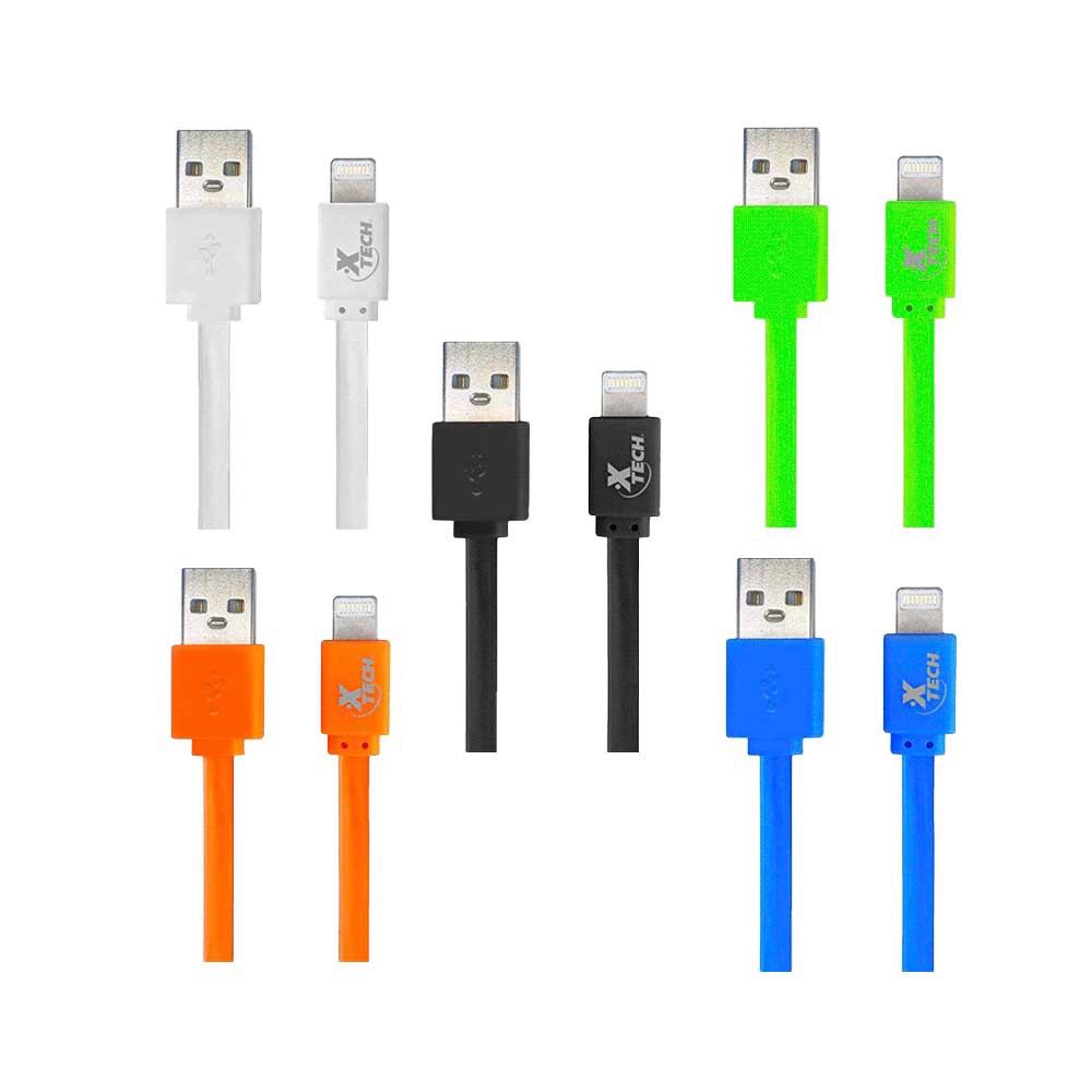 fastrax_121217_6a46f2f0b49e4.jpg CABLE XTECH LIGHTNING XTG-236 ON-THE-GO 1M BLA/NEG/VER/AZU/NAR UNIDAD - Imagen 1