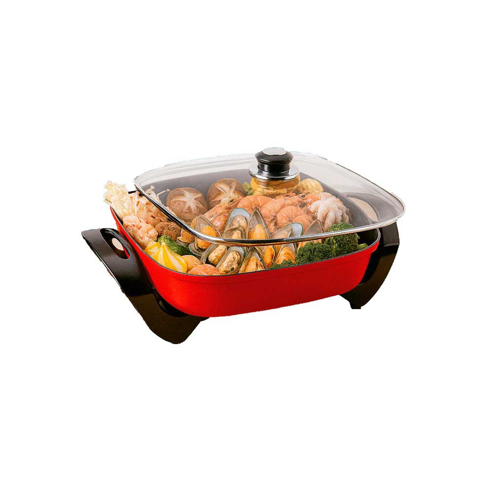 fastrax_127479_6a615cddcd824.jpg OLLA ELECTRICA CUADRADA FTX 5L 1500W 220V ANTIADHERENTE ROJO EH-05 - Imagen 1