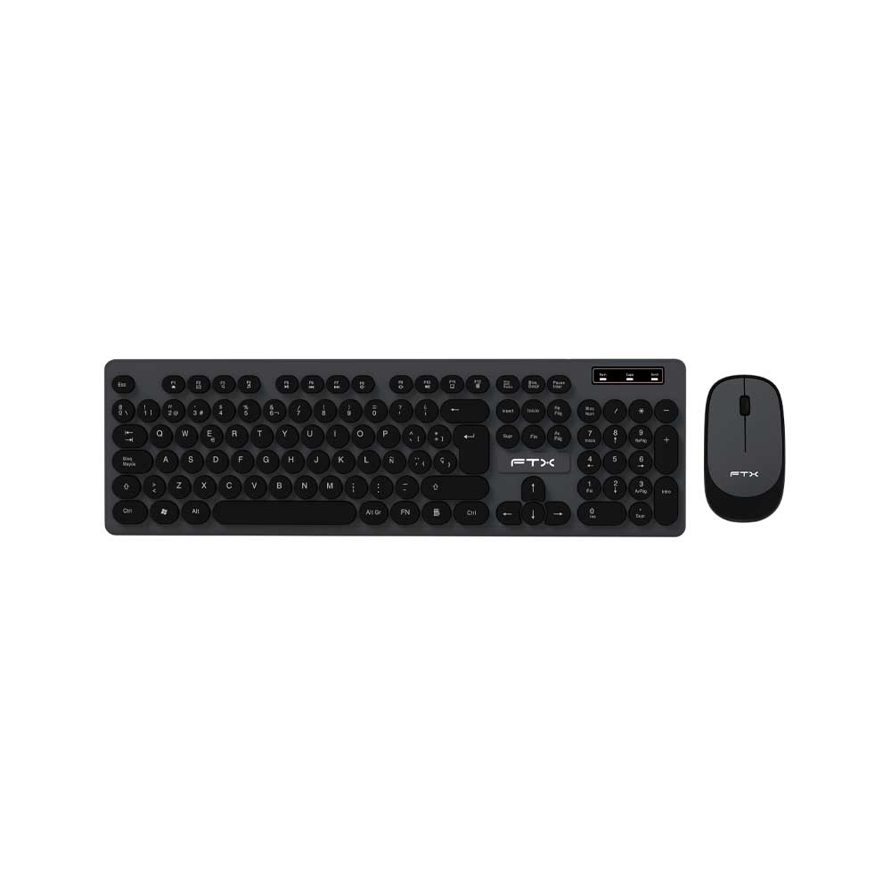 fastrax_128797_6a615d258fc79.jpg TECLADO + MOUSE FTX WIRELESS FTXKM400 NUMERICO/ESPAÑOL/NEGRO CON GRIS - Imagen 1