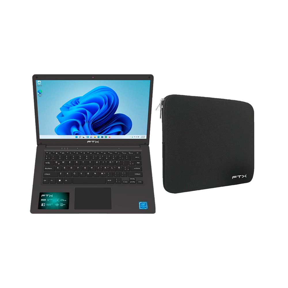 fastrax_129008_6a6151dae44ee.jpg NOTEBOOK FTX N14-C2564ES CEL 1.1/4G/256SSD/W11H/14" HD/RJ-45/NEGRO + FUNDA - Imagen 1