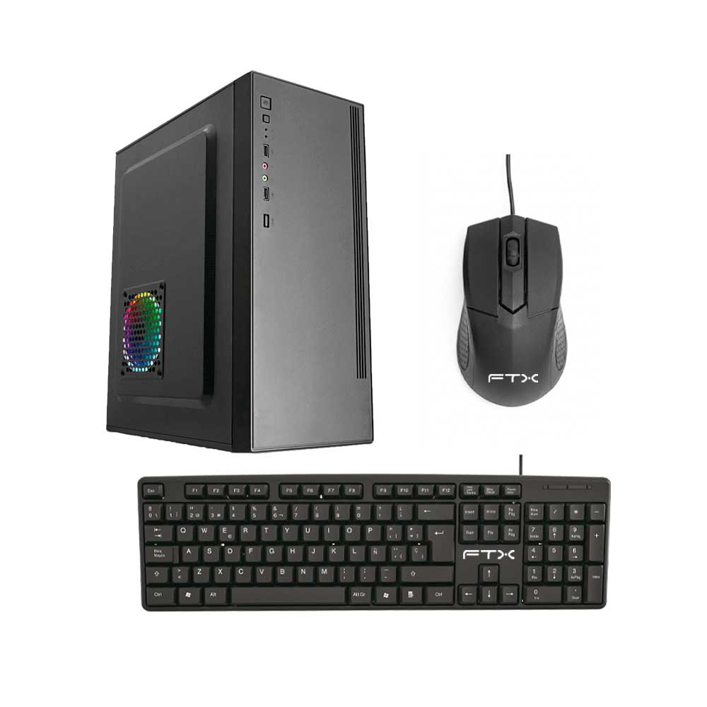 fastrax_132367_6a615216a8e2d.jpg GABINETE KIT FTX PCC-5W3SK C/FUENTE 500W MOUSE+TECL/ESP ATX/MATX/ITX - Imagen 1
