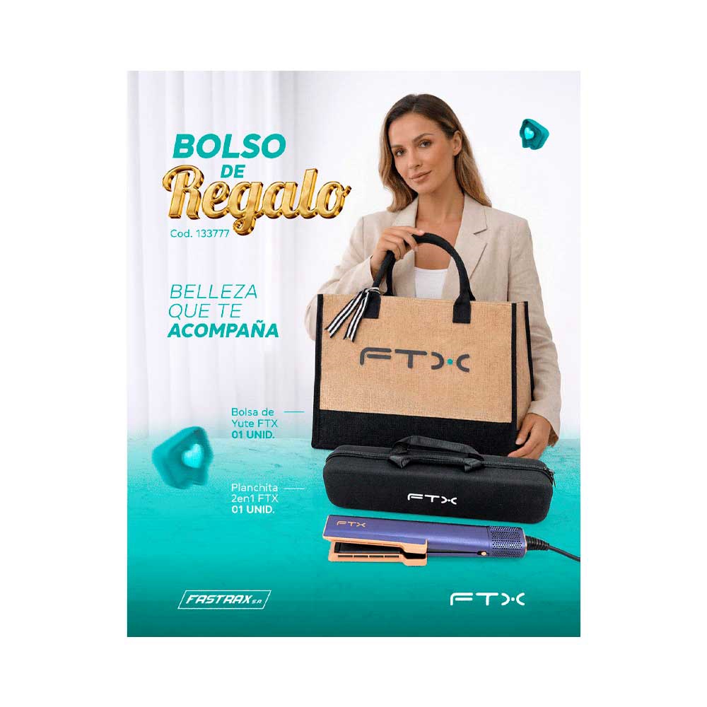 fastrax_133777_6a56d16fa8a9c.jpg COMBO PLANCHITA MODELADORA FTX HS2-162 + BOLSA DE YUTE - Imagen 1