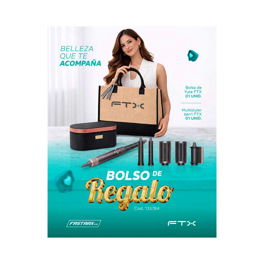 fastrax_133784_6a56d17118ff6.jpg COMBO SECADOR MODELADOR MULTISTYLER FTX + BOLSA DE YUTE - Imagen 1