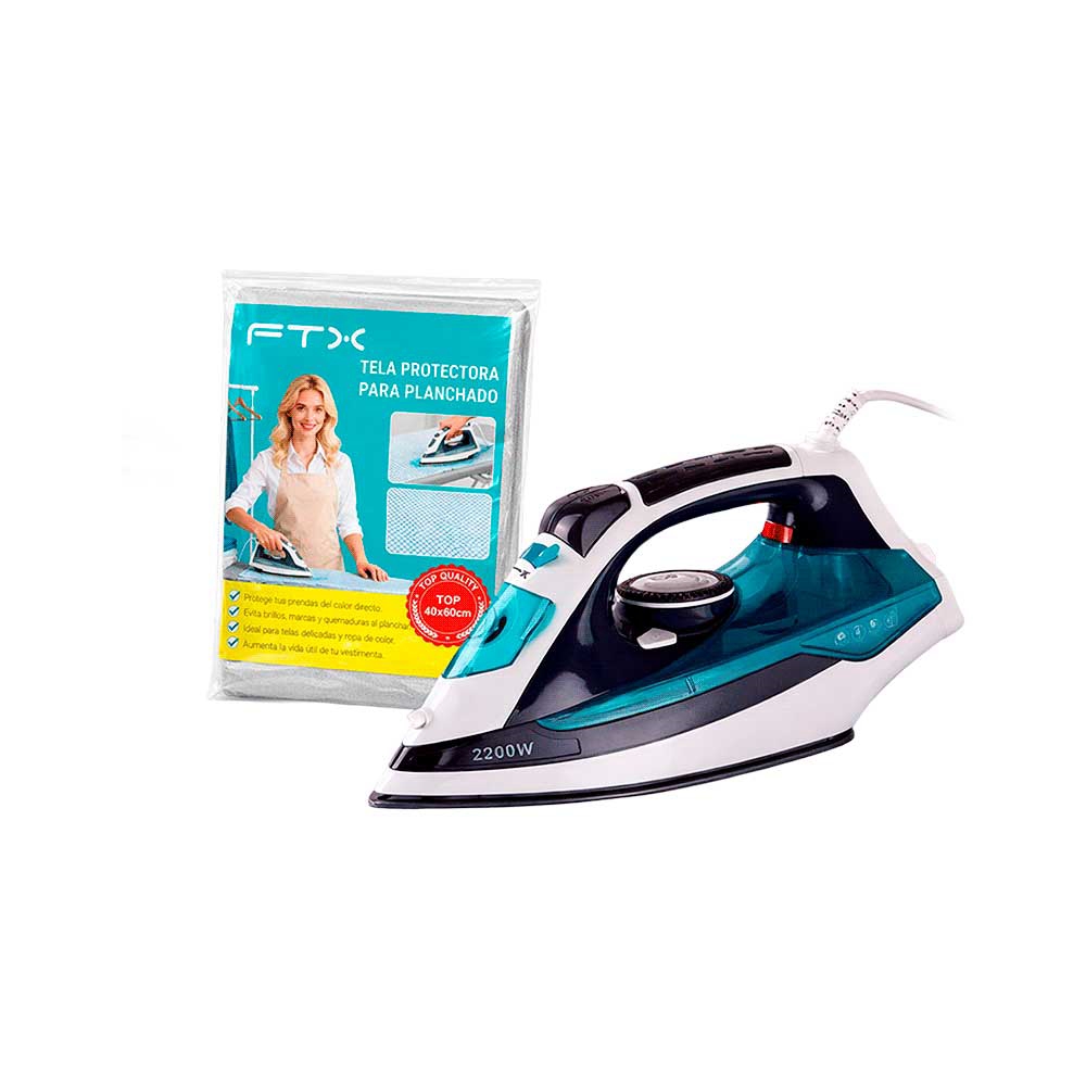 fastrax_134842_6a5f1150c9e92.jpg PLANCHA A VAPOR FTX 2200W 220V CERAMICO/SECO EI2-22 + PROTECTOR TERMICO DE PLANCHADO - Imagen 1