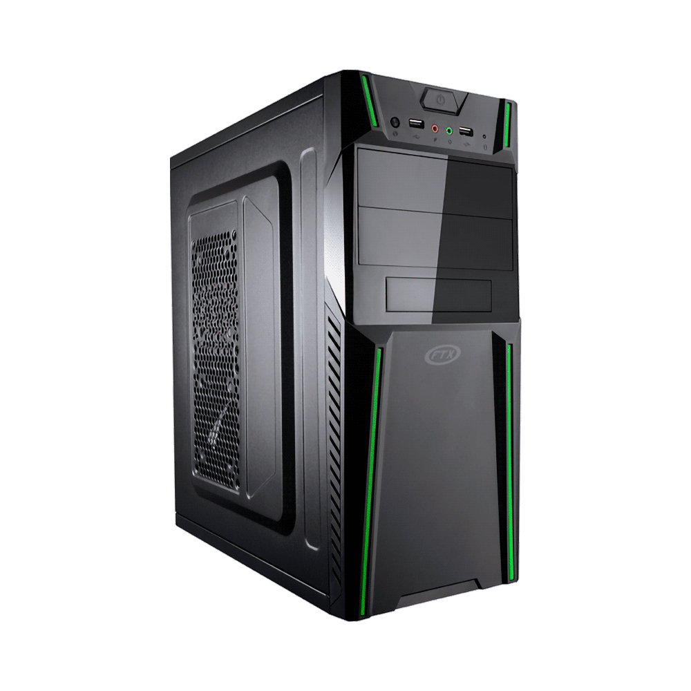 fastrax_60271_6a59ca514da88.jpg GABINETE FTX FTX3145 P/ATX CON DECORACION VERDE - Imagen 1