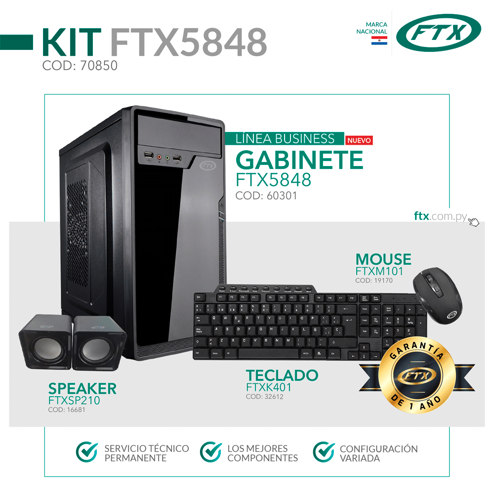 fastrax_70850_6a6159d9a2f2e.jpg GABINETE KIT FTX5848 500W+ MOUSE+TECLADO MULTIMEDIA+SPEAKER/ ESPAÑOL - Imagen 1